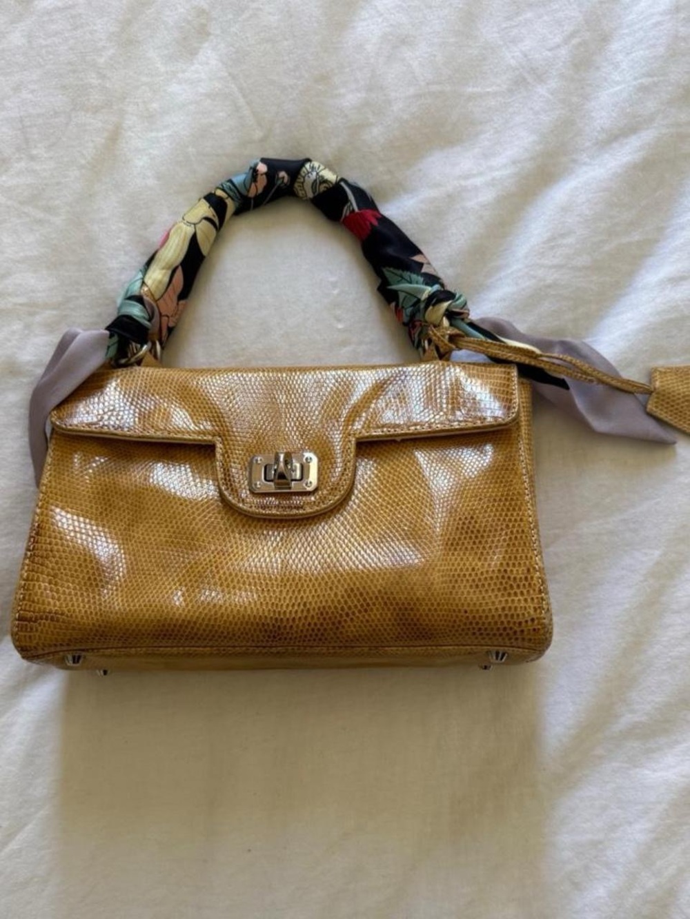 Yellow Suarez Bag with Scarf Accent